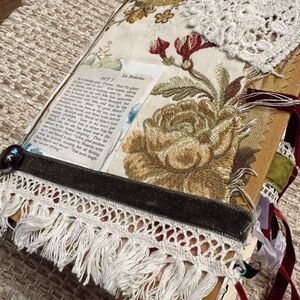 Floral Fabric Junk Journal with Lace and Fringe